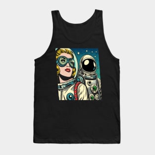 Pop Art Astronauts in Space Comic Book Style Tank Top